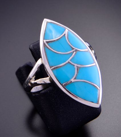 Size 7-3/4 Inlay Turquoise Ring by Orena Leekya 2L16Y