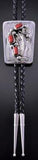 Silver & Mediterranean Coral Feather Navajo Bolo Tie by Wilbert Meyers 2B11K