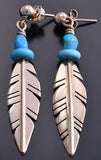 ZBM 14k Gold & Turquoise Feather Earrings by Erick Begay 8C12F