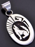 Silver Navajo Handmade Howling Wolf Pendant by Calvin Peterson 1L02Q