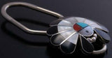 Silver Multistone Zuni Sunface Inlay Key Chain by Denise Siutza - 9J03B