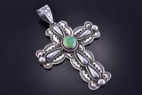 Silver & Royston Turquoise Navajo Cross Pendant by Alex Sanchez 2D12P