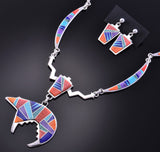 Inlay Necklace & Earrings with Bear Design Pendant by Pam Daniels 2K25E