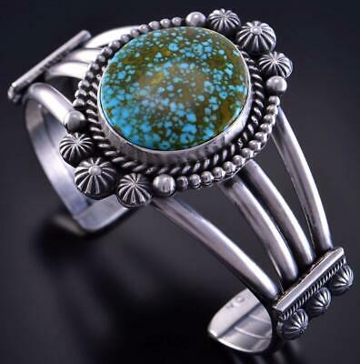 Silver & Kingman Turquoise Navajo Handmade Bracelet by Michael Calladitto 1L02V