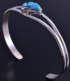 Silver & Turquoise Navajo Inlay Heartline Bear Bracelet 8E03Z