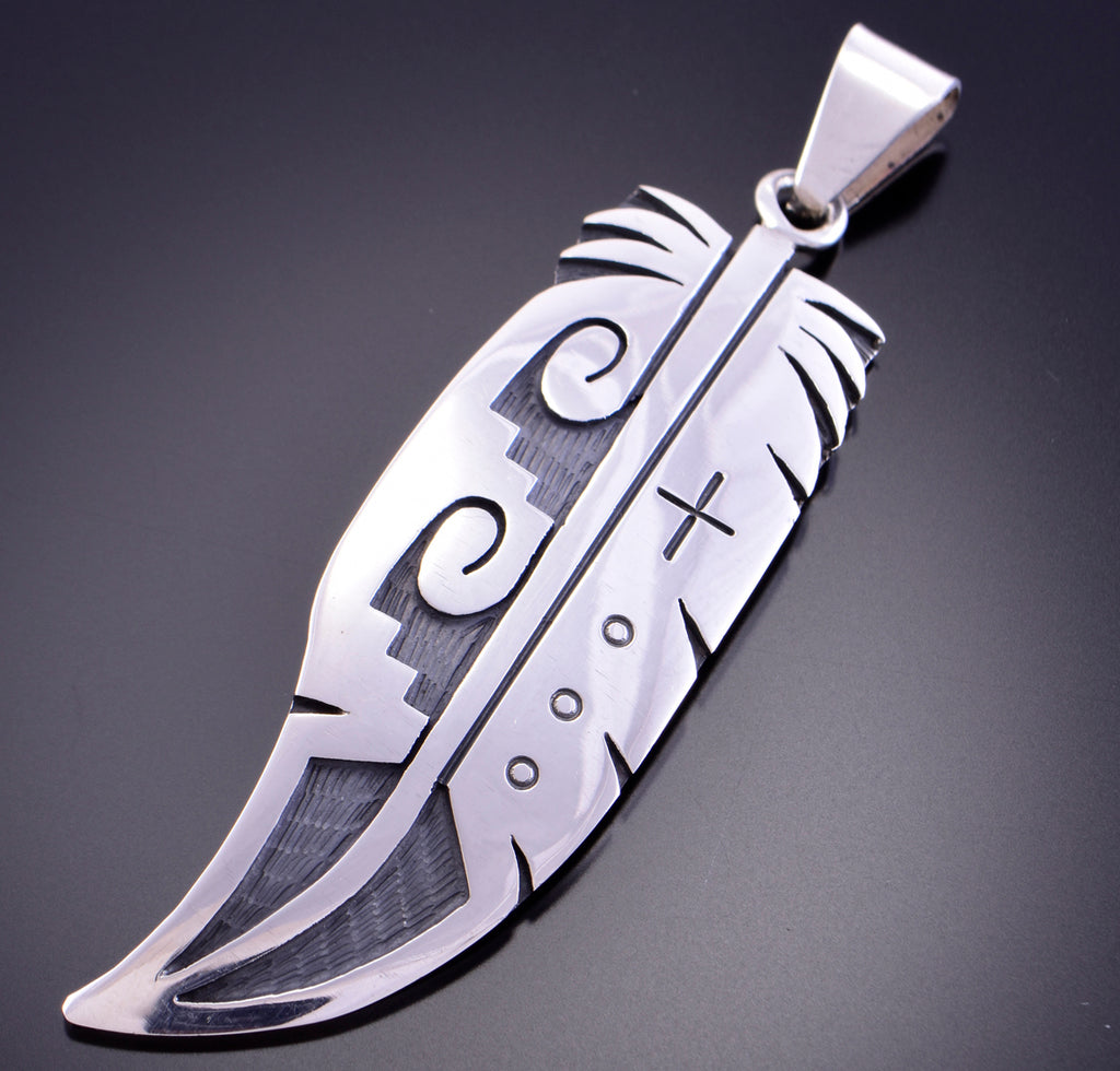 Sacred Eagle Feather Pendant by Timothy Mowa 2L16R N8tiveArts