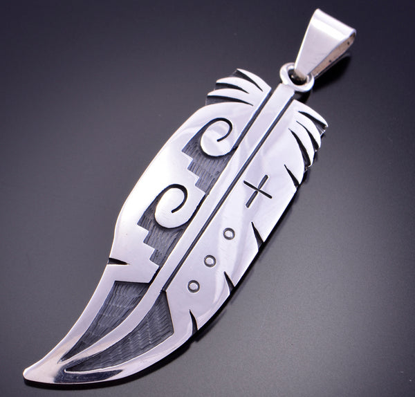 Sacred Eagle Feather Pendant by Timothy Mowa 2L16R