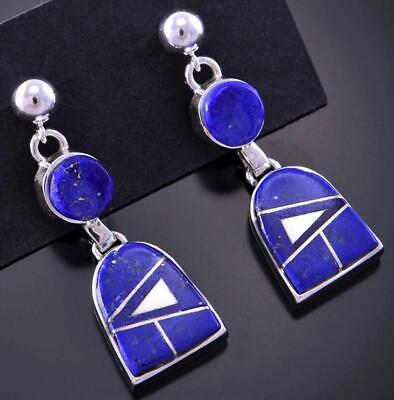 Lapis and Silver Inlay Earrings by Tully Gustine 2K21H