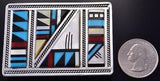Vintage Silver & Turquoise Multistone Zuni Inlay Buckle by Ardale Mahooty 1D20P