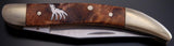 Wooden Brass Howling Wolf Pocket Knife- VN81J