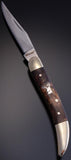 Wooden Brass Side Elk Head Pocket Knife-VN81Y