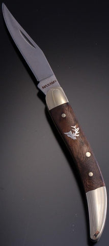 Wooden Brass ELK HEAD Pocket Knife - VN81L