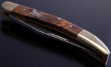 Wooden Brass Howling Wolf Pocket Knife- VN81J