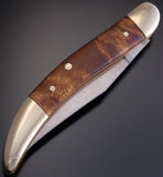 Wooden Brass Howling Wolf Pocket Knife- VN81J