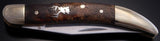 Wooden Brass Side Elk Head Pocket Knife-VN81Y