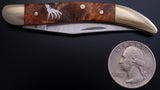 Wooden Brass Howling Wolf Pocket Knife- VN81J