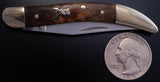 Wooden Brass Side Elk Head Pocket Knife-VN81Y