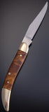 Wooden Brass Howling Wolf Pocket Knife- VN81J