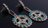 Silver Turquoise Zuni Petty Point Circle Earrings by Delores Peina - EF10G