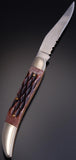 Wooden Brass Perforated Elk Pocket Knife - VN81V