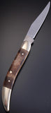 Wooden Brass Side Elk Head Pocket Knife-VN81Y