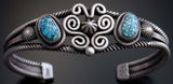 ZBM Silver & #8 Spiderweb Turquoise Butterfly Bracelet by Erick Begay- UA72O