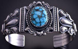 Silver & Kingman Turquoise Navajo Concho Handstamp Bracelet Derrick Gordon ZG24H