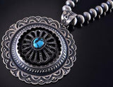 Silver & Kingman Turquoise Navajo Concho Moveable Pendant by Kevin Billah 1K06Y