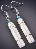 Silver and Turquoise Sacred Eagle Feather Earrings by David Kuticka 2K13W