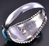 Size 11-1/4 Silver & Turquoise Zuni Inlay Men's Ring by Deirdre Luna Panteah 2A13D