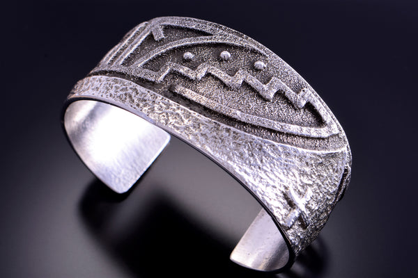 Silver Navajo Tufacast Seasons Bracelet by Tony Bowman 2L08H