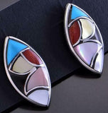 Silver & Turquoise Multistone Zuni Inlay Earrings by Antoinetti Ahiyite 2B18F