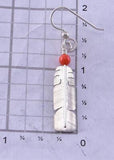 Silver and Coral Sacred Eagle Feather Earrings by David Kuticka 2K13U
