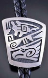 Silver Hopi Handmade Eagle & Arrowhead Tip Bolo Tie by Timothy Mowa 2B11H