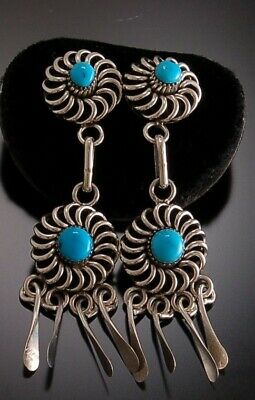 2-Tier Turquoise Eye Dazzler Earrings by Zuni Artist Allison Lementino 9B18C