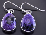 Silver & Charoite Navajo Handmade Dangle Earrings by Shirley Lee 2J16J