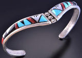 Silver & Turquoise Multistone Zuni Inlay Dip Bracelet by John Lucio 2J12G