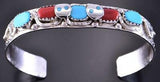 Silver & Turquoise and Coral Snake Zuni Bracelet Effie C 2D12V
