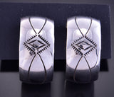 Navajo Sterling Silver Stamped Hoop Earring by Nova Ashley 2E15C
