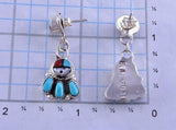 Silver & Turquoise Zuni Inlay Sunface Dangle Earrings by Emerson Vallo 2A13F