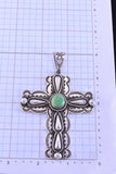 Silver & Royston Turquoise Navajo Cross Pendant by Alex Sanchez 2D12P