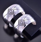 Navajo Sterling Silver Stamped Hoop Earring by Nova Ashley 2E15C