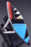 Size 8 Silver & Turquoise Multistone Zuni Inlay Ring by Emma Edaakie 2E18O