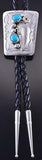 Silver & Turquoise & Feathers Navajo Handmade Bolo Tie by Wilbur Myers 1G01X