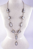 Large White Buffalo Lariat Necklace by Gilbert Tom 2L03R