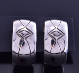 Navajo Sterling Silver Stamped Hoop Earring by Nova Ashley 2E15C