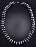 18" Silver Handmade Wide Navajo Pearls Necklace by Jan Mariano 2F28B