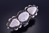 Adjustable Silver & White Buffalo Turquoise Horizontal Ring by Betta Lee 2A04F