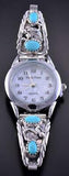 Silver & Turquoise Leaves & More Navajo Watch by Annie Spencer 1L12N