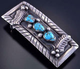 Vintage Silver & Turquoise Three Leaves Navajo Buckle by Ramon Platero 2C14B